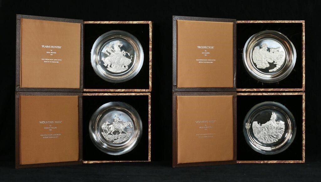 4 FRANKLIN MINT STERLING WESTERN