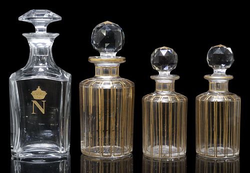 (4) FRENCH BACCARAT PARCEL GILT CUT