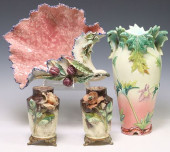 (4) FRENCH BARBOTINE MAJOLICA