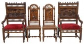 (4) FRENCH BRETON CARVED OAK A
