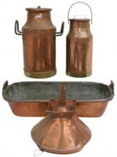 (4) FRENCH COPPER MILK CANS, F