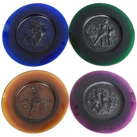(4) FRENCH DAUM PATE DE VERRE
