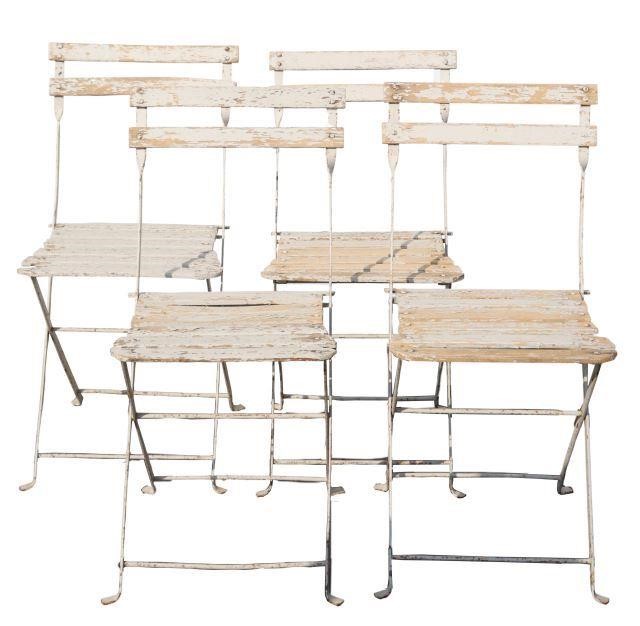 (4) FRENCH IRON & WOOD FOLDING