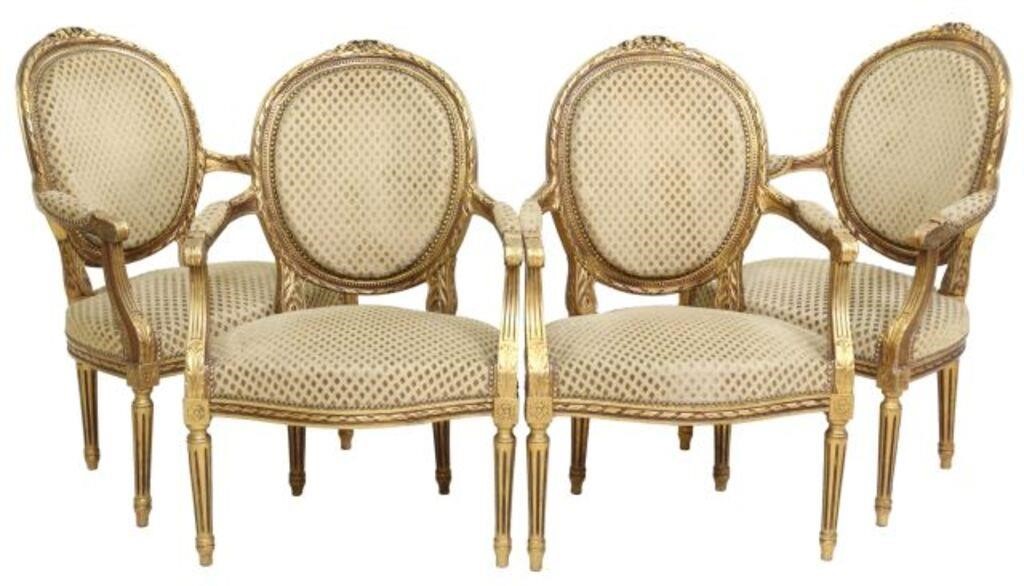 (4) FRENCH LOUIS XVI STYLE GILTWOOD