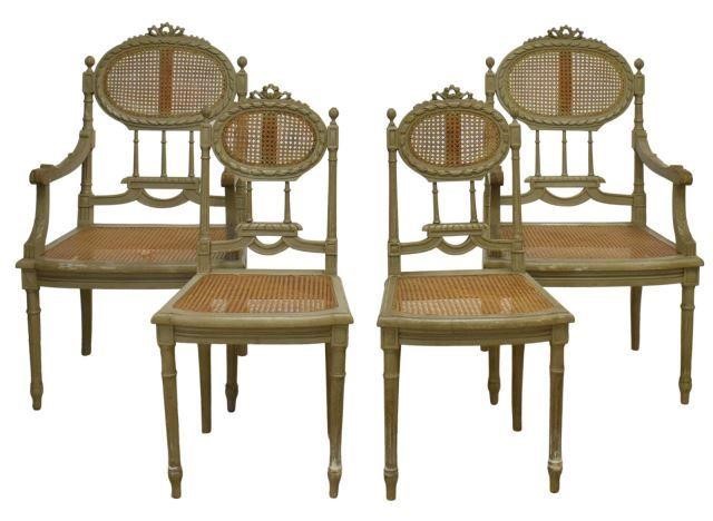 (4) FRENCH LOUIS XVI STYLE CANED