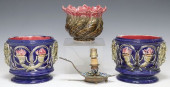 (4) FRENCH MAJOLICA CACHE POTS