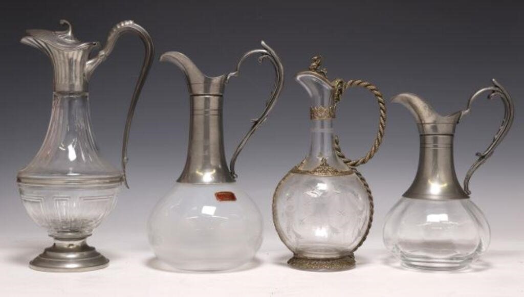 (4) FRENCH METAL-MOUNTED GLASS