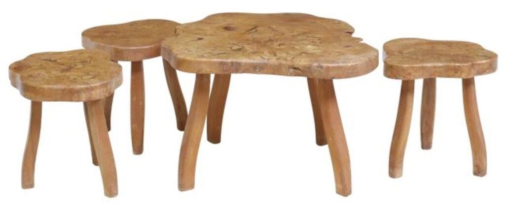 (4) FRENCH RUSTIC BURLWOOD COFFEE