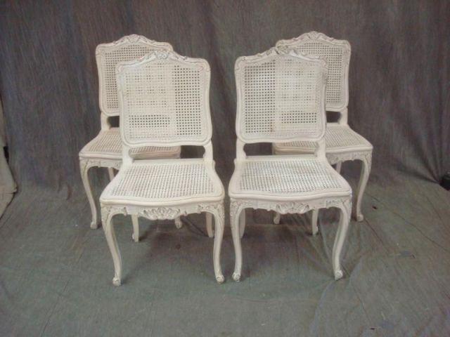 4 French White Cane Dining