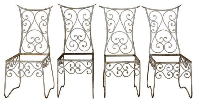 (4) FRENCH WHITE PAINTED IRON PATIO