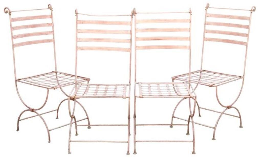 (4) FRENCH WROUGHT IRON CURULE