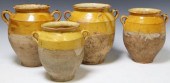 (4) FRENCH YELLOW-GLAZED EARTH