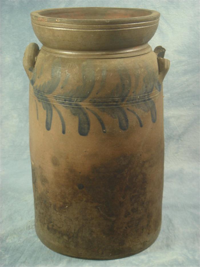 4 gallon blue decorated stoneware