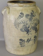 4 GALLON COBALT DECORATED STON