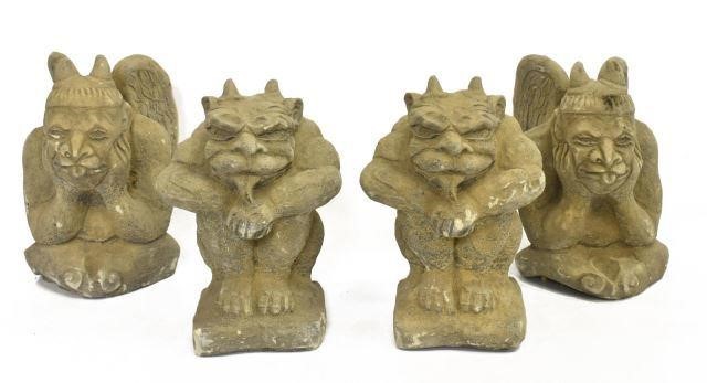 (4) GARDEN STATUARY CAST STONE