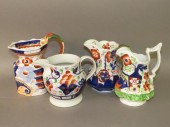 4 GAUDY WELSH CREAMERSca. 1825
