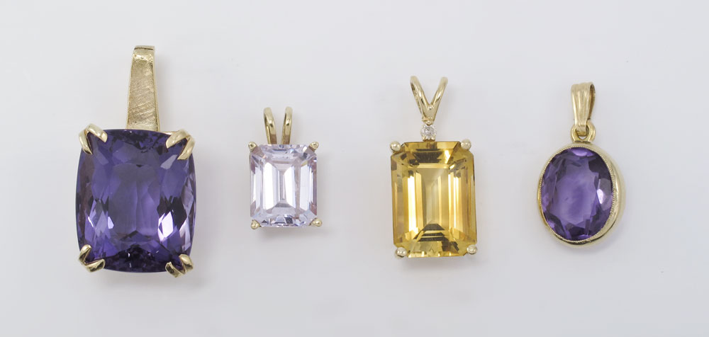 4 GEMSTONE PENDANTS: Group of