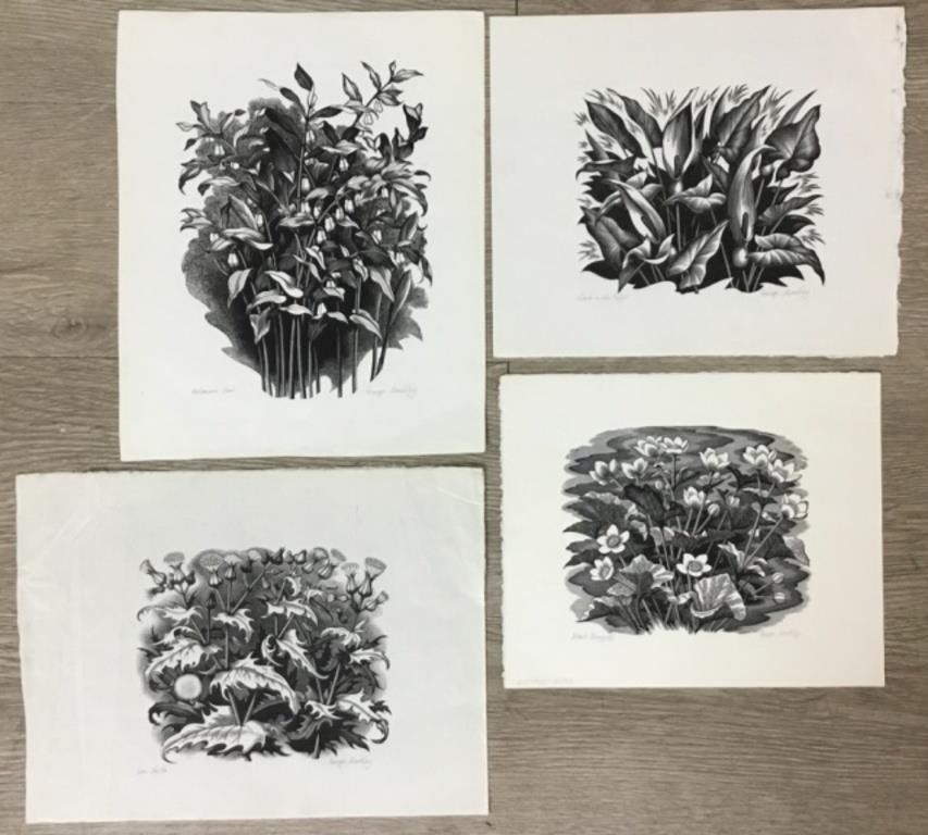 4 GEORGE MACKLEY WOOD ENGRAVINGS OF