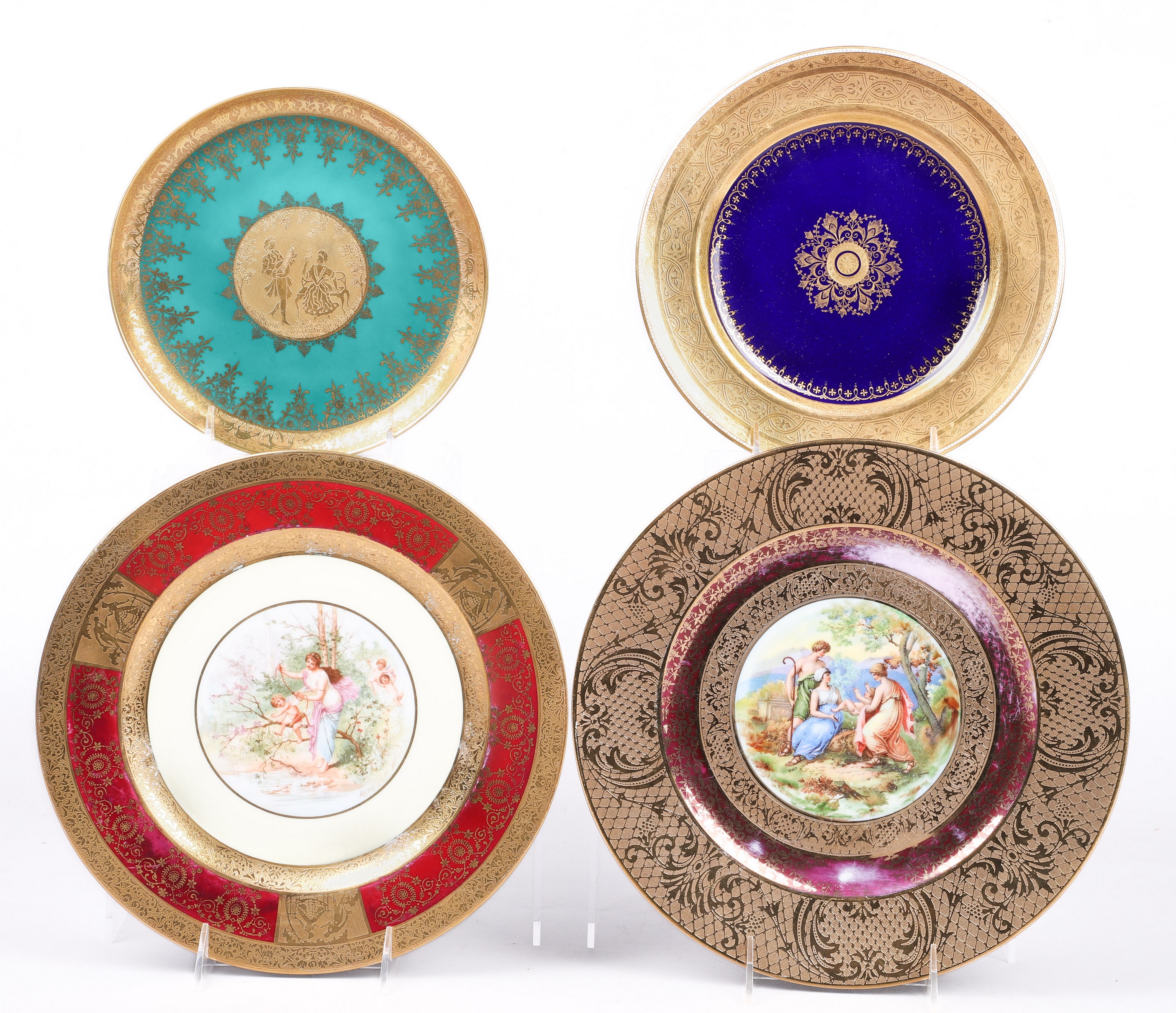 (4) Gilded porcelain plates to