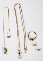 (4) Gold and opal necklaces, e