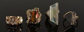 4 GOLD AND STONE FASHION RINGS