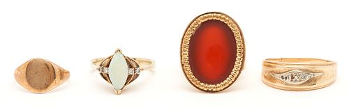 4 GOLD & GEMSTONE RINGS1st item: