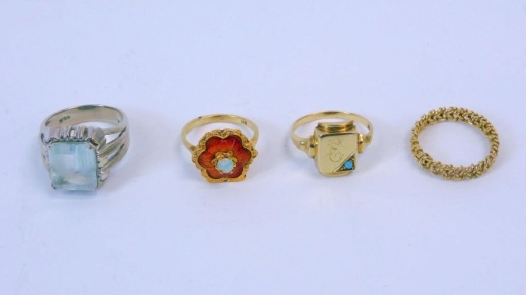 (4) GOLD RINGS. 20TH CENTURY. A