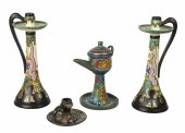 (4) Gouda Pottery Candlesticks