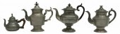 (4) GROUP OF PEWTER TEAPOTS, R