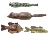 (4) HAND-CARVED FISH DECOYS(lo