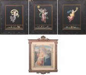 4 Hand Colored Engravings "Mad