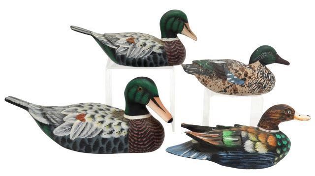 (4) HAND-PAINTED CARVED WOOD