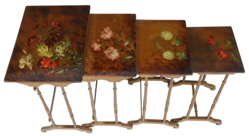 (4) HAND-PAINTED FLORAL DESIGN