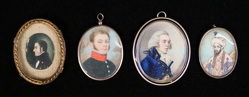 4 HAND PAINTED MINIATURES PORTRAITS