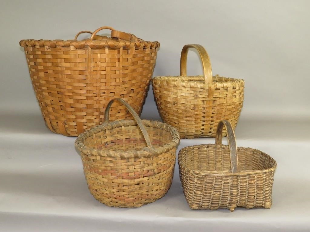4 HANDLED BASKETSca. 19th & early