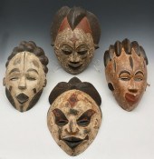 4  HANDPAINTED CARVED WOODEN M