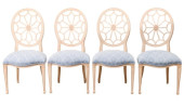 4 HEPPLEWHITE STYLE CARVED UPH
