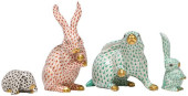 (4) HEREND HAND-PAINTED FISHNE