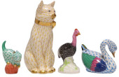 (4) HEREND HAND-PAINTED FISHNE