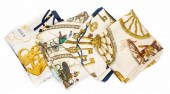 (4) HERMES SILK TWILL SCARVES,