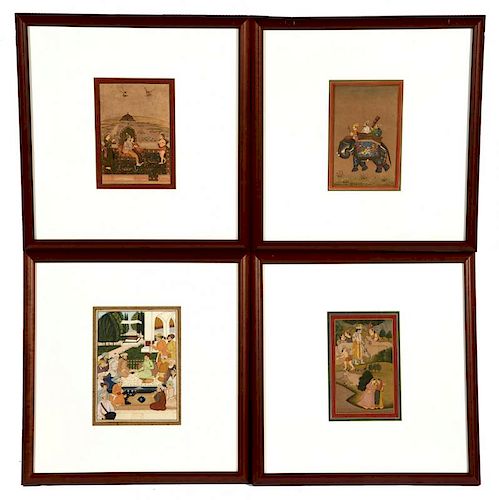 4 INDIAN MINIATURES, FINELY