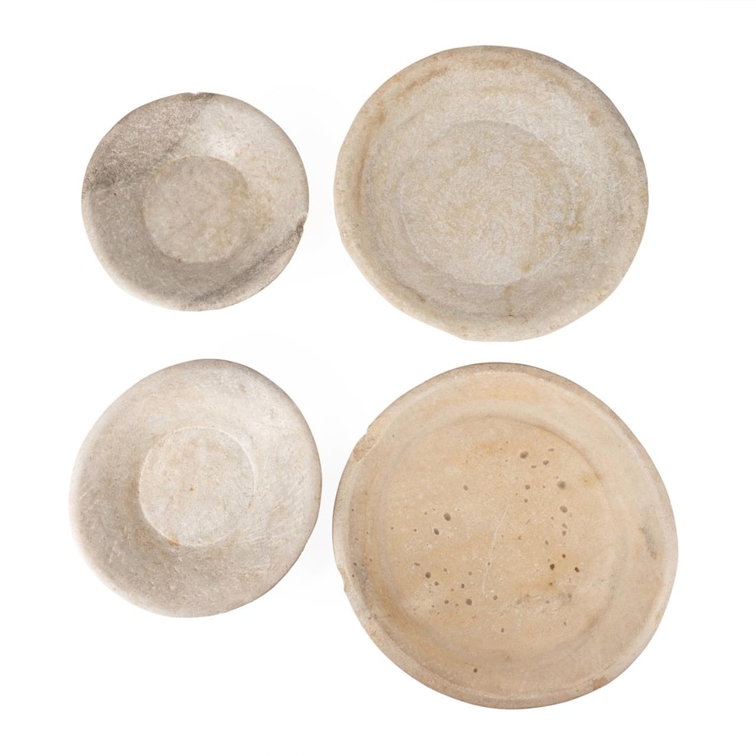 4 INDIAN PRIMITIVE STYLE MARBLE LOW