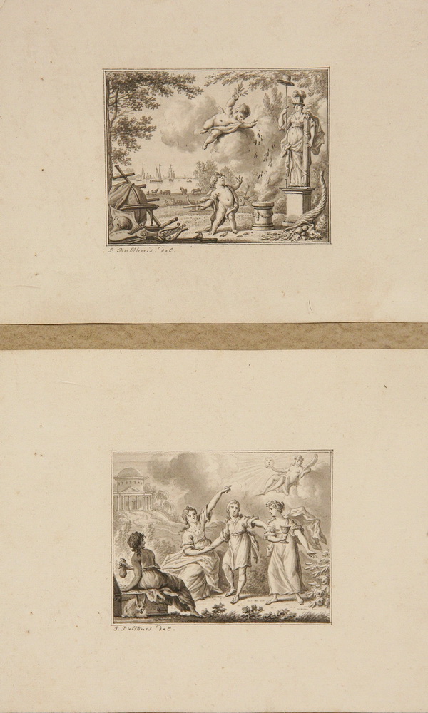 (4) INK & WASH ON PAPER DRAWINGS