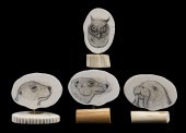 (4) INUIT SCRIMSHAWN PLAQUES O