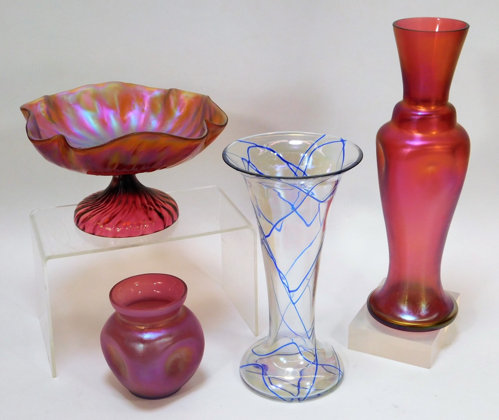 4 IRIDESCENT BOHEMIAN ART GLASS