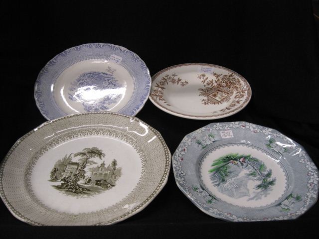 4 Ironstone Transferware Plates 8''