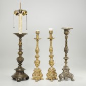 (4) ITALIAN BRONZE PRICKET LAM