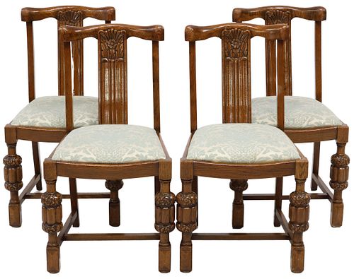 (4) JACOBEAN STYLE CARVED OAK