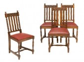(4) JACOBEAN STYLE FLORAL CARV