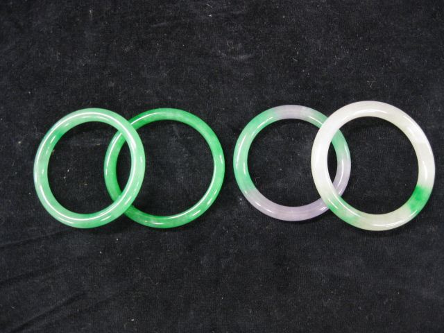 4 Jade Bangle Bracelets mottled